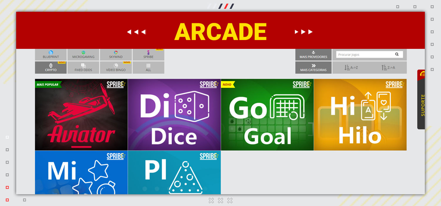 Explore Dafabet's Arcade section.