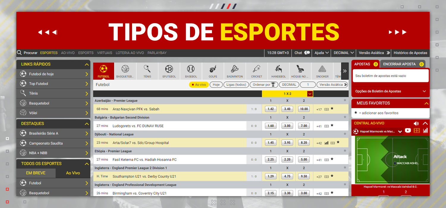 Variedades de esportes na Dafabet.